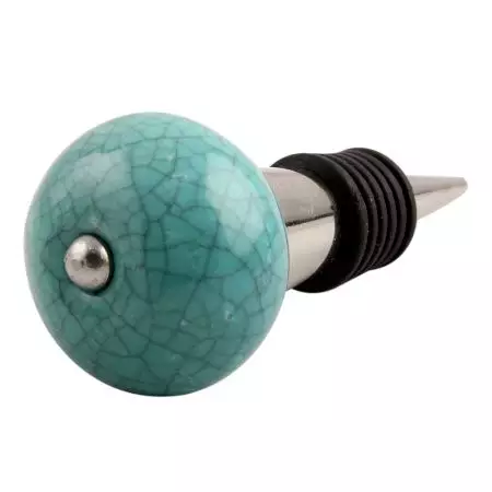 Sea Green Black Crackle Ceramic Wine Stopper